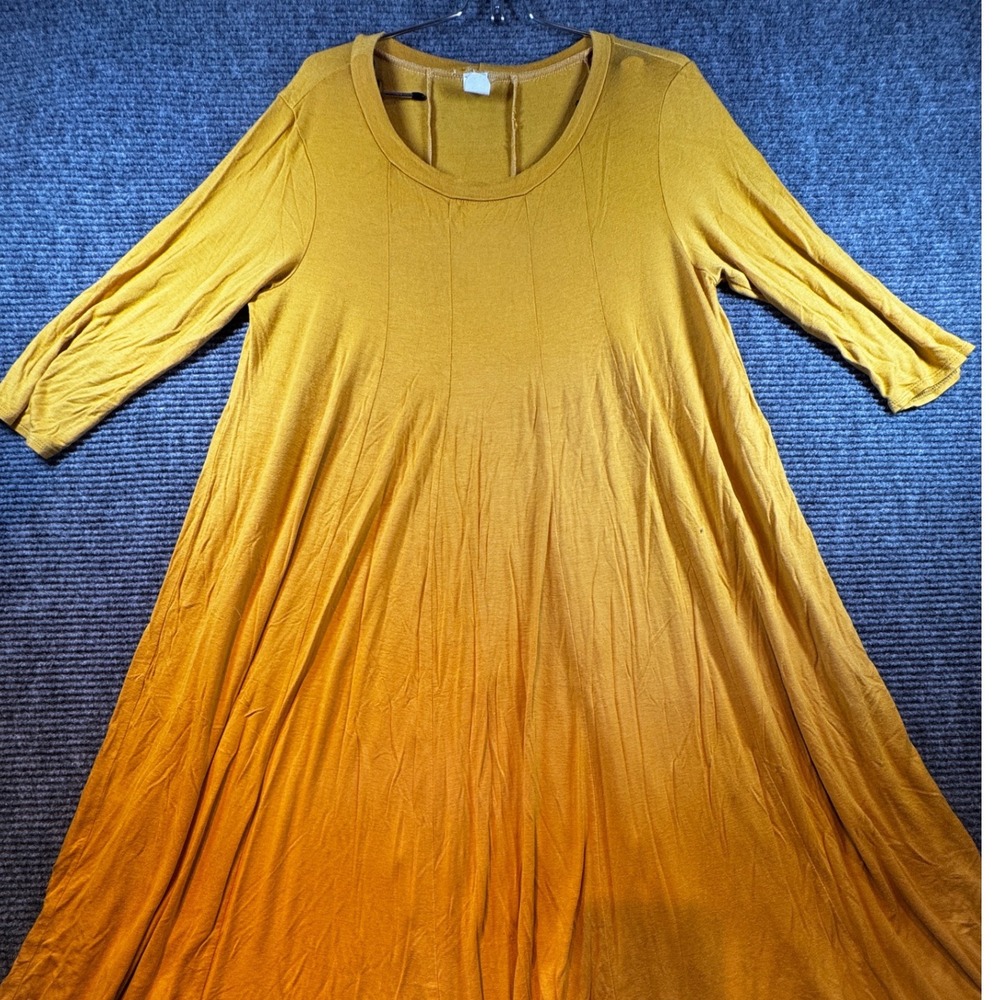 Modern‎ Kiwi Com Ombre Sun Dress Maxi Long Sleeve Tunic Top 3XL Yellow